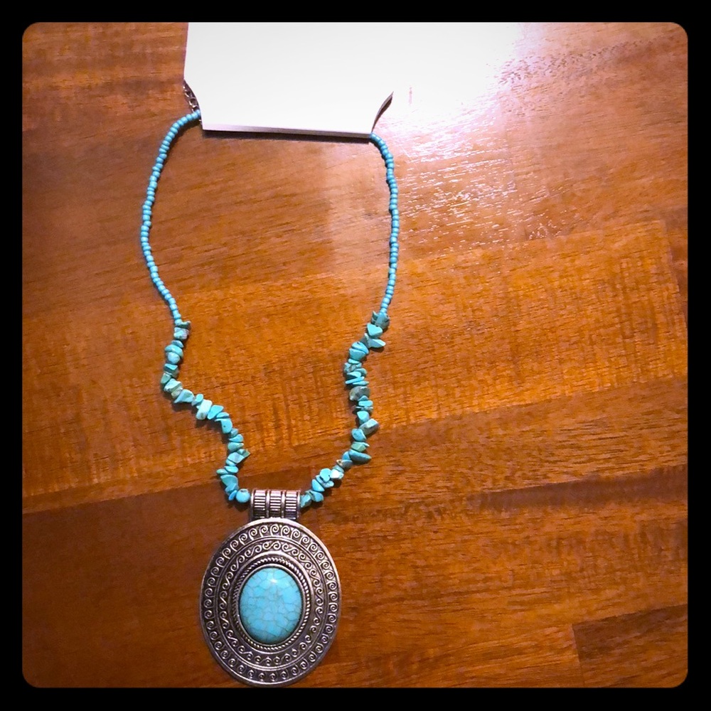 Turquoise and silver necklace